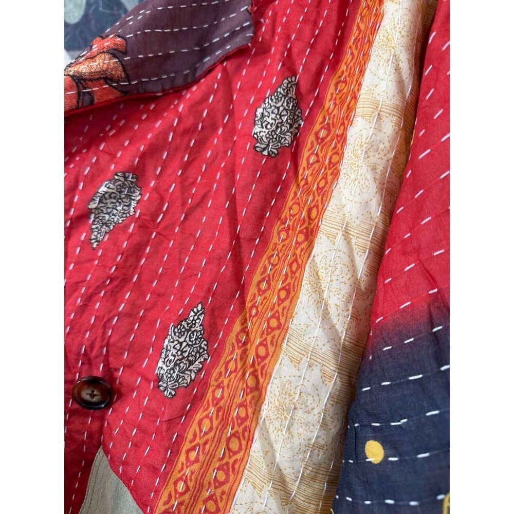 Free People Multicolor Patchwork Trench Coat - Red & Gold Accents - Picture 7 of 8